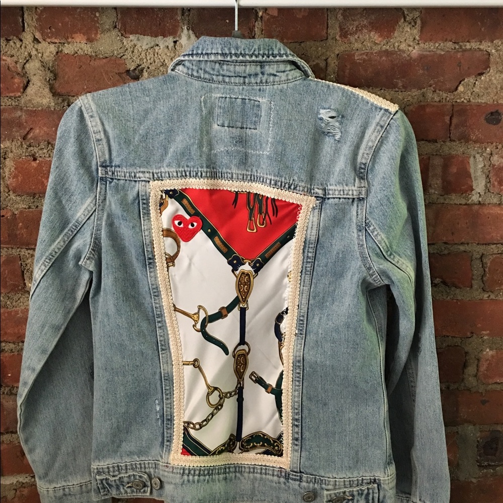 Jean Jacket with vintage Hermès Panel